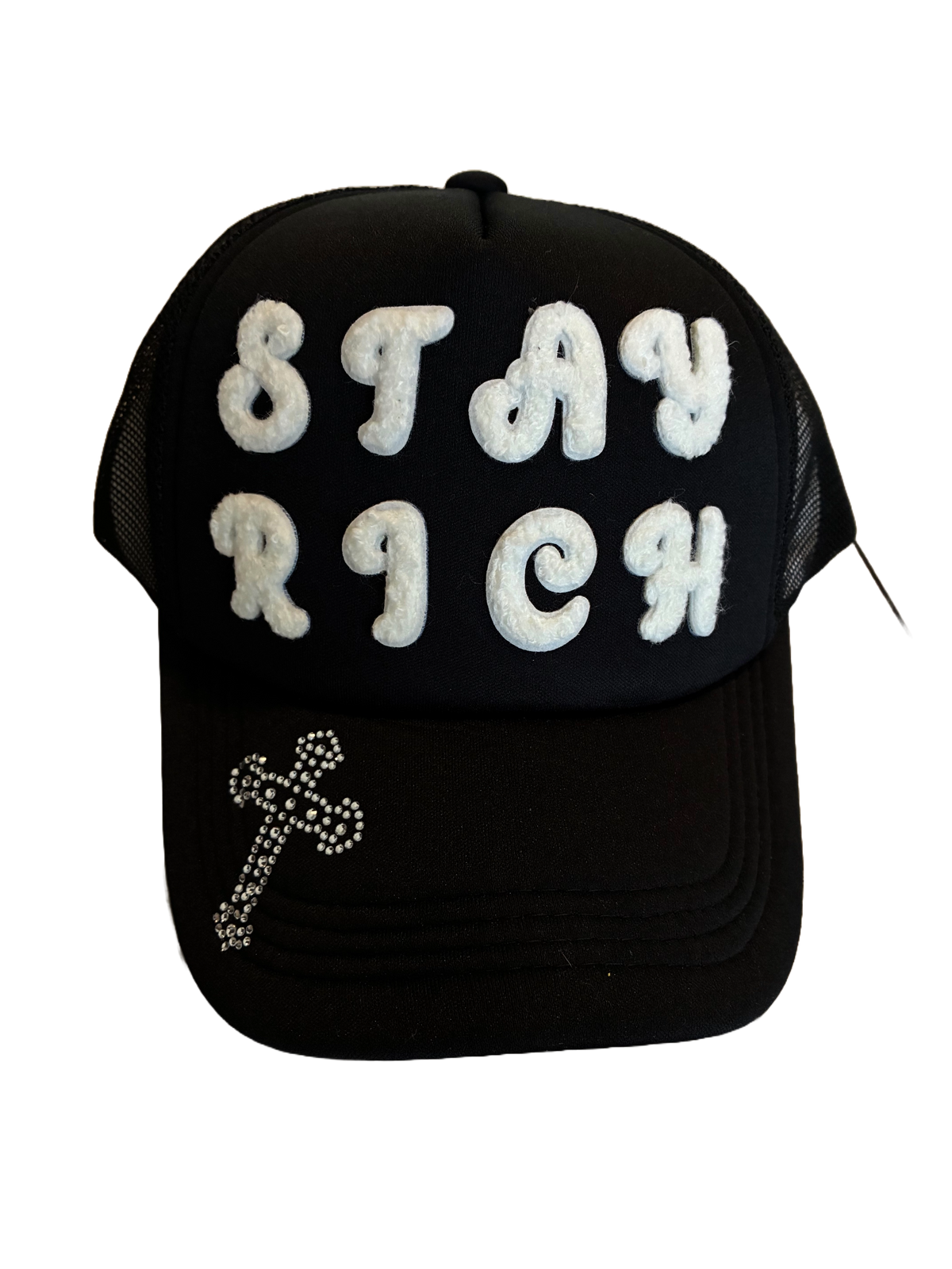 WHITE ON BLACK STAY RICH SNAPBACK