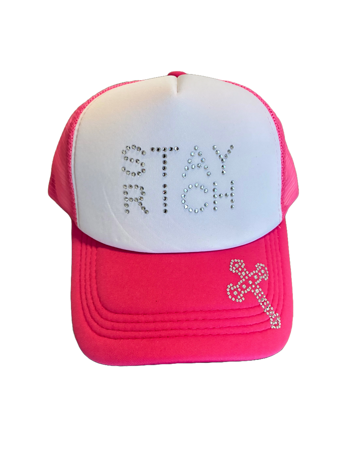 PINK AND WHITE RHINESTONE SNAPBACK